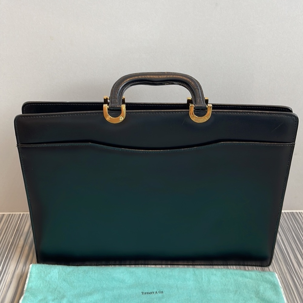 Authentic Tiffany Black Leather Briefcase - Picture 4 of 9